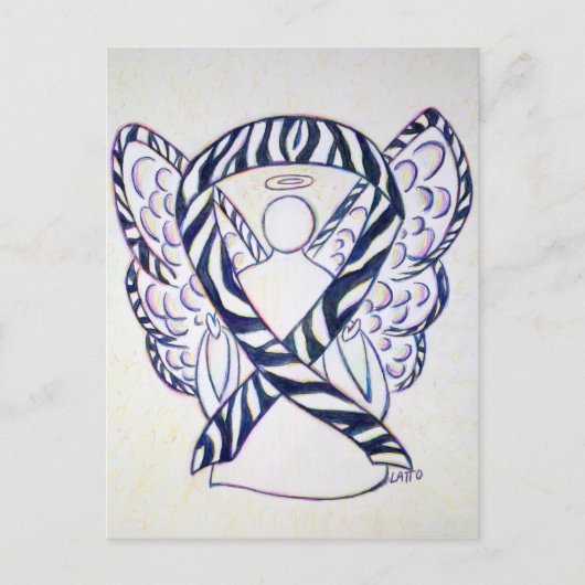 Zebra Stripe Awareness Ribbon Angel Briefkaarten (Voorkant)