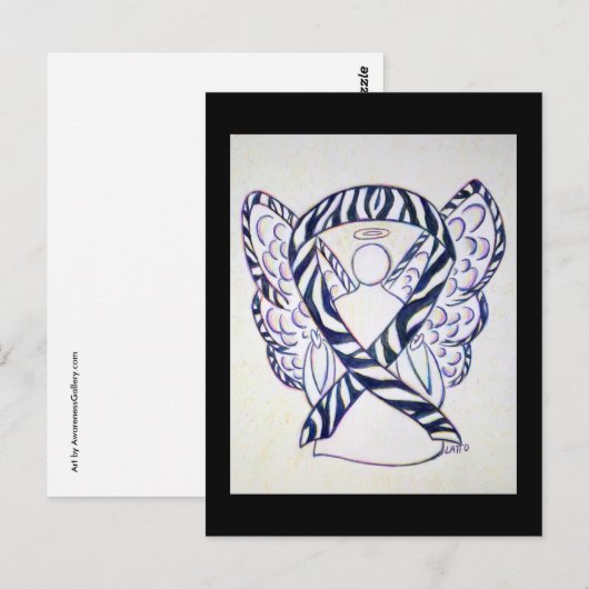 Zebra Stripe Awareness Ribbon Angel Briefkaarten (Voorkant / Achterkant)
