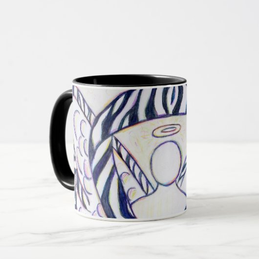 Zebra Stripe Awareness Ribbon Angel Coffee Mugs Mok (Voorkant links)