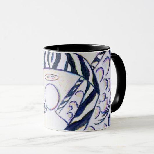 Zebra Stripe Awareness Ribbon Angel Coffee Mugs Mok (Voorkant rechts)