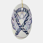 Zebra Stripe Awareness Ribbon Angel Oval Ornaments Keramisch Ornament (Rechts)
