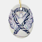 Zebra Stripe Awareness Ribbon Angel Oval Ornaments Keramisch Ornament (Achterkant)