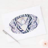 Zebra Stripe Awareness Ribbon Angel Oval Stickers (Envelop)