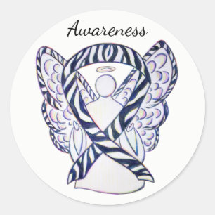 Zebra Stripe Awareness Ribbon Angel Sticker Decals