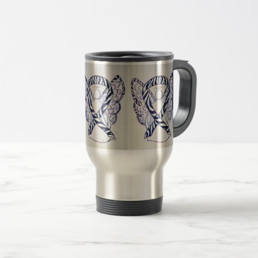 Zebra Stripe Awareness Ribbon Angel Travel Mugs Reisbeker (Voorkant rechts)