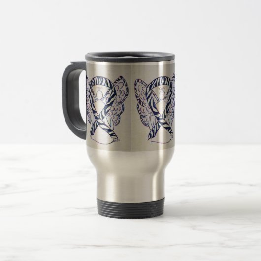 Zebra Stripe Awareness Ribbon Angel Travel Mugs Reisbeker (Voorkant links)