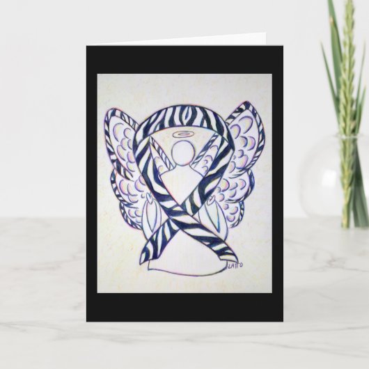 Zebra Stripe Awareness Ribbon Angel Wenskaart Kaart (Voorkant)