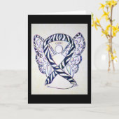 Zebra Stripe Awareness Ribbon Angel Wenskaart Kaart (Gele Bloem)