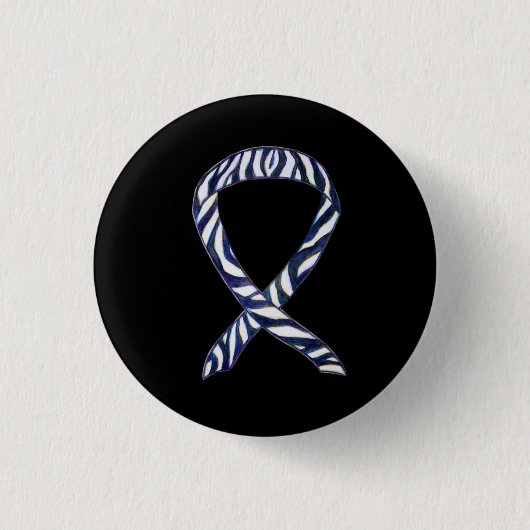 Zebra Stripe Awareness Ribbon Custom Art Button (Voorkant)