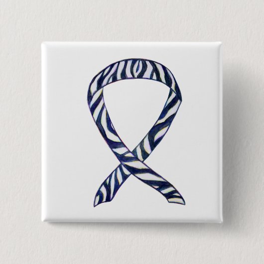Zebra Stripe Awareness Ribbon Custom Art Button (Voorkant)
