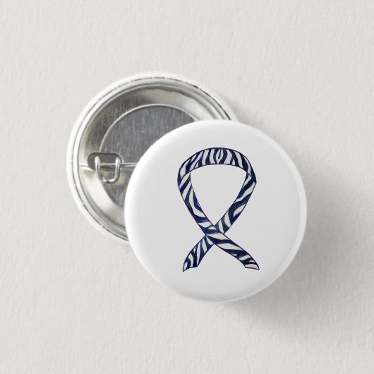 Zebra Stripe Awareness Ribbon Custom Art Button (Voorkant /achterkant)