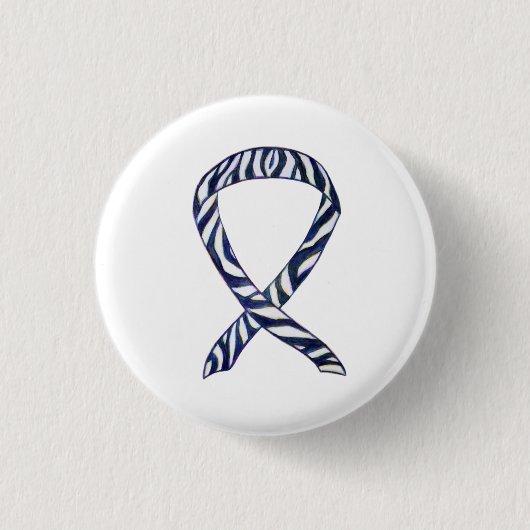 Zebra Stripe Awareness Ribbon Custom Art Button (Voorkant)
