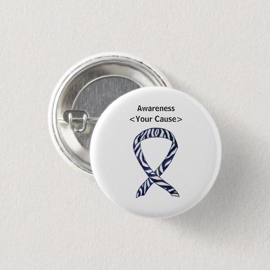 Zebra Stripe Awareness Ribbon Custom Art Button (Voorkant /achterkant)