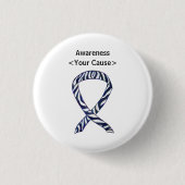 Zebra Stripe Awareness Ribbon Custom Art Button (Voorkant)