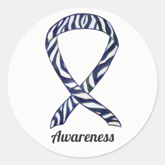 Zebra Stripe Awareness Ribbon Custom Sticker Decel (Voorkant)