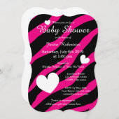 Zebra Stripe babyshower uitnodigingen met hartjes (Voorkant / Achterkant)