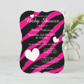 Zebra Stripe babyshower uitnodigingen met hartjes (Staand voorkant)