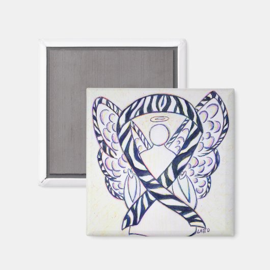 Zebra Stripe Bewustheid Ribbon Angel Art Magnet (Voorkant / Achterkant)