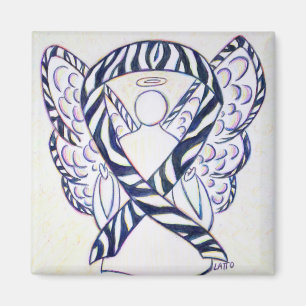 Zebra Stripe Bewustheid Ribbon Angel Art Magnet