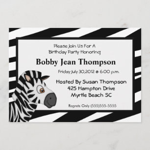 Zebra Stripe Birthday Uitnodiging