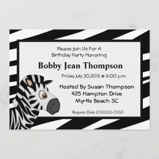 Zebra Stripe Birthday Uitnodiging
