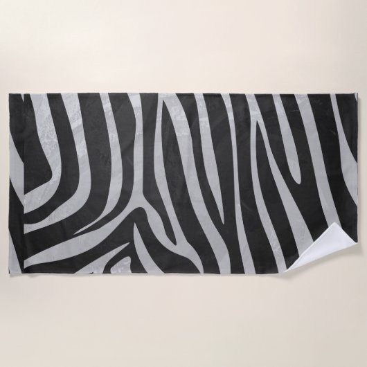 Zebra Stripe Black en White Texture Print Pattern Strandlaken (Voorkant)