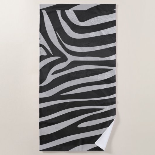 Zebra Stripe Black en White Texture Print Pattern Strandlaken (Voorkant)