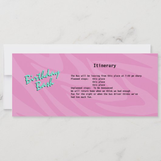 Zebra Stripe Bus Pass verjaardagsfeestje Kaart (Achterkant)