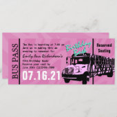 Zebra Stripe Bus Pass verjaardagsfeestje Kaart (Voorkant / Achterkant)