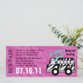 Zebra Stripe Bus Pass verjaardagsfeestje Kaart (Staand voorkant)