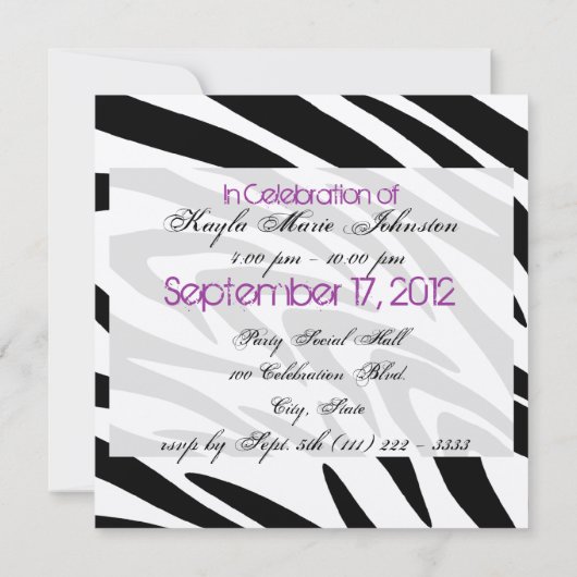 Zebra Stripe/ Cool Paarse Kaart (Achterkant)