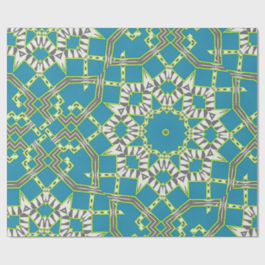 Zebra Stripe Diamond Modern Geometric Blue Pattern Cadeaupapier (Vlak)