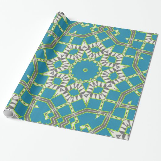 Zebra Stripe Diamond Modern Geometric Blue Pattern Cadeaupapier (Uitgerold)