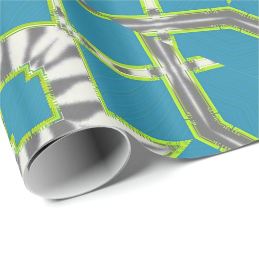 Zebra Stripe Diamond Modern Geometric Blue Pattern Cadeaupapier (Rol Hoek)