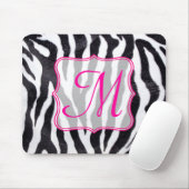 Zebra Stripe diermonogram Initiaal Muismat (Met muis)