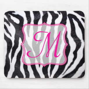 Zebra Stripe diermonogram Initiaal Muismat