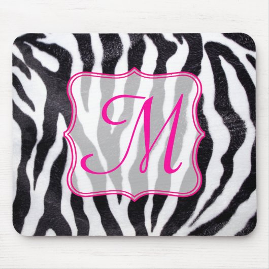 Zebra Stripe diermonogram Initiaal Muismat (Voorkant)