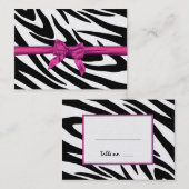 Zebra Stripe en Roze Ribbon Zitplaatsen Kaart Plaatskaartje (Voorkant / Achterkant)