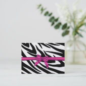 Zebra Stripe en Roze Ribbon Zitplaatsen Kaart Plaatskaartje (Staand voorkant)