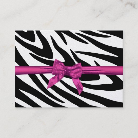 Zebra Stripe en Roze Ribbon Zitplaatsen Kaart Plaatskaartje (Voorkant)