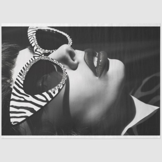 Zebra Stripe  Glam Zwart Wit Decoupage Tissuepapier (Voorkant)