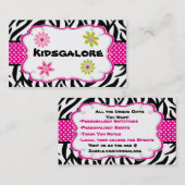 Zebra Stripe & Hot Pink Ribbon Visitekaartje (Voorkant / Achterkant)