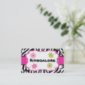 Zebra Stripe & Hot Pink Ribbon Visitekaartje (Staand voorkant)