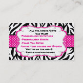 Zebra Stripe & Hot Pink Ribbon Visitekaartje (Achterkant)