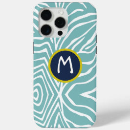 Zebra Stripe kleuren Blauw monogram iPhone 15 Pro Max Hoesje