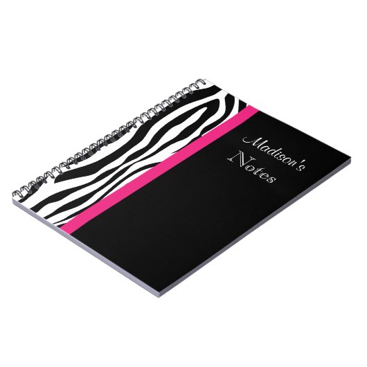 Zebra Stripe met roze persoonlijke laptop Notitieboek (Linkerzijde)