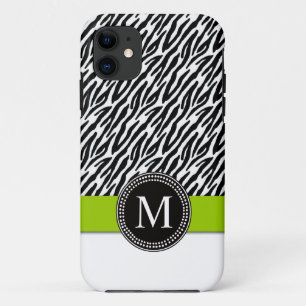 Zebra Stripe Monogram Green iPhone 5 Hoesje