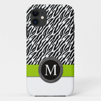 Zebra Stripe Monogram Green iPhone 5 Hoesje