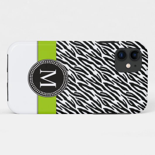 Zebra Stripe Monogram Green iPhone 5 Hoesje (Achterkant (horizontaal))