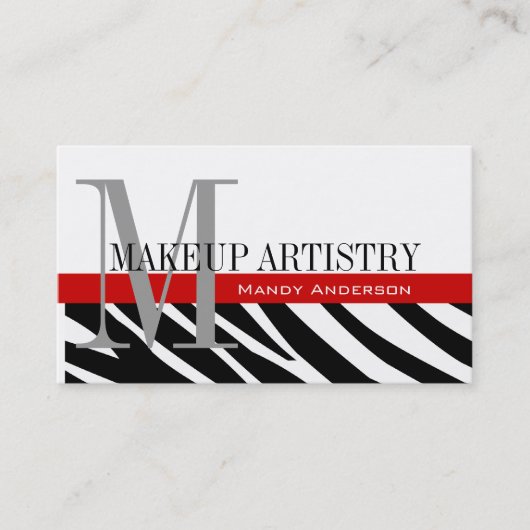 Zebra Stripe Patroonmonogram maken artiest Visitekaartje (Voorkant)